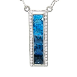Bellarri Eternal Love 14K White Gold Diamond & Blue Topaz Necklace, Style P2242W14BT thumbnail 1