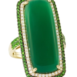 Bellarri Silk Road 14K Yellow Gold Diamond, Green Onyx, & Tsavorite Ring R9578YG14GOTS-7 thumbnail 1