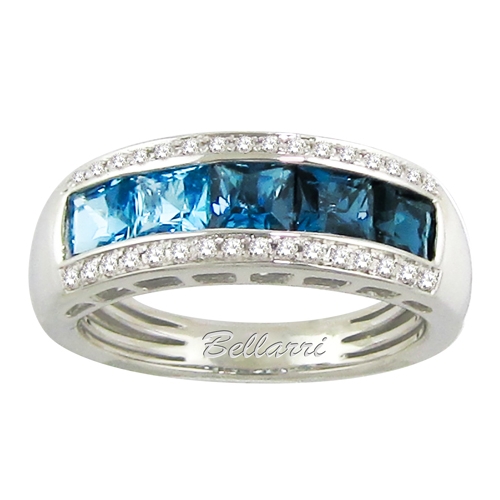 Bellarri Eternal Love 14K White Gold Diamond & Blue Topaz Ring, Style R9147W14BT
