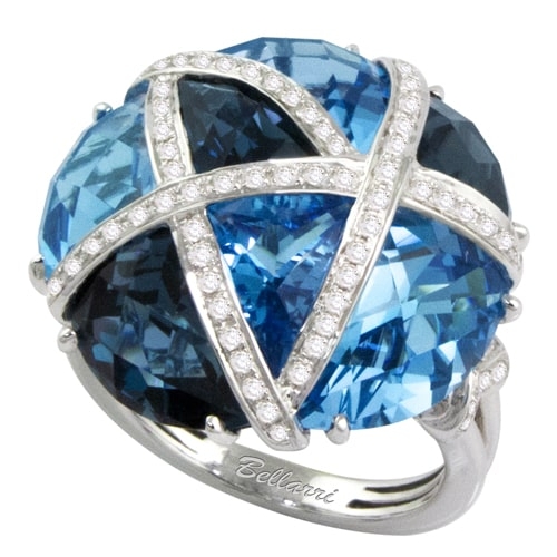 Fresco 14K White Gold Diamond & Blue Topaz Ring, Style R9325W14BT
