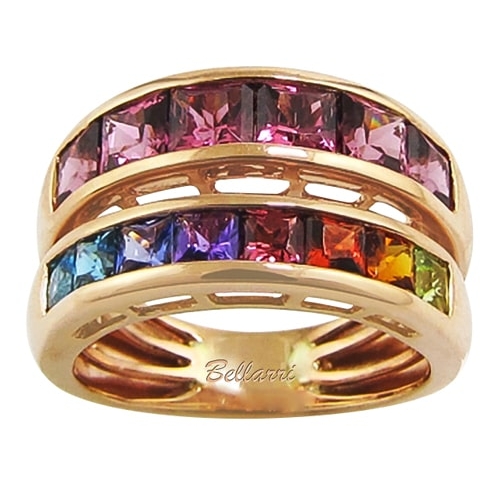 Eternal Love 14K Rose Gold Rhodolite & Multicolor Gemstone Ring, Style R9343PG14RHM