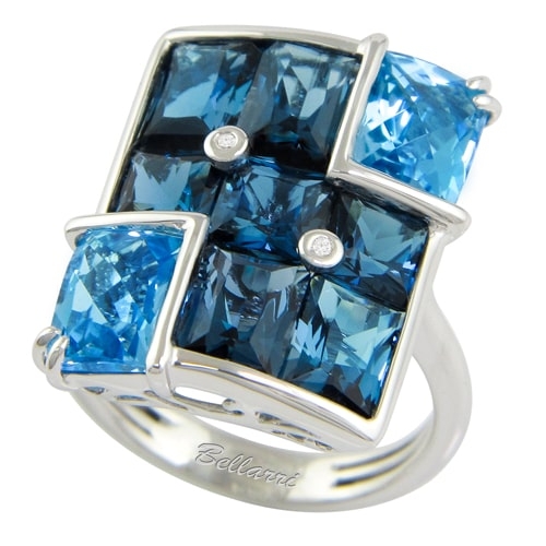 Fresco 14K White Gold Diamond & Blue Topaz Ring, Style R9473W14BT