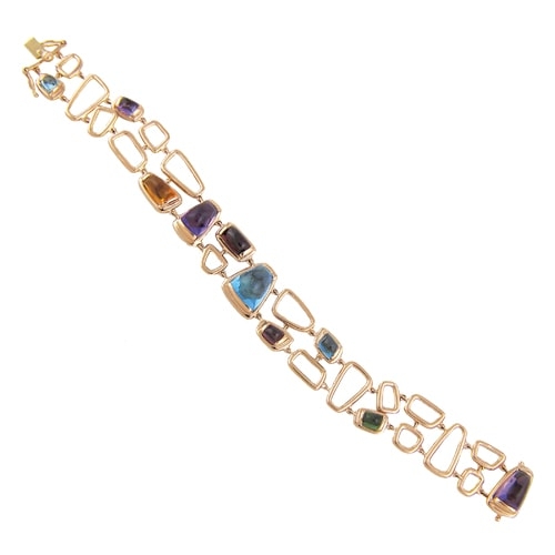 Bellarri Marquesa 14K Rose Gold Multi-Color Cabochon Bracelet, Style B882PG14M