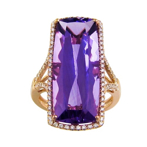 Silk Road 14K Rose Gold Diamond & Amethyst Ring, Style R9334PG14A