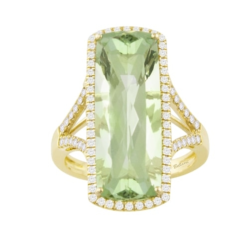 Silk Road 14K Yellow Gold Diamond & Prasiolite Ring, Style R9349YG14PA