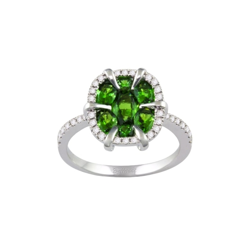 Bellarri Princessa 14K White Gold Diamond & Tsavorite Ring, Style R9410W14TS
