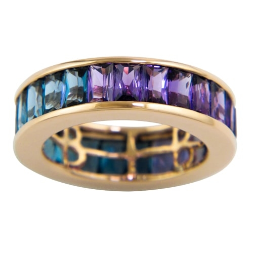 Eternal Love 14K Rose Gold Amethyst, Iolite, & Blue Topaz Eternity Ring, Style R9458PG14AIB