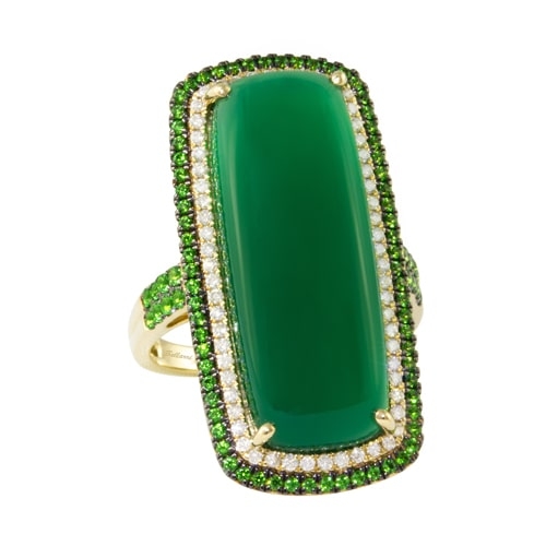 Bellarri Silk Road 14K Yellow Gold Diamond, Green Onyx, & Tsavorite Ring R9578YG14GOTS-7