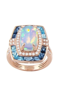 Bellarri Athena 14K Rose Gold Diamond, Blue Topaz, & Opal Ring, Style R9208PG14OB