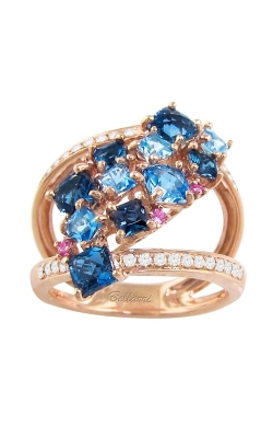 Lily 14K Rose Gold Diamond, Blue Topaz, & Pink Sapphire Ring, Style R9352PG14BTP