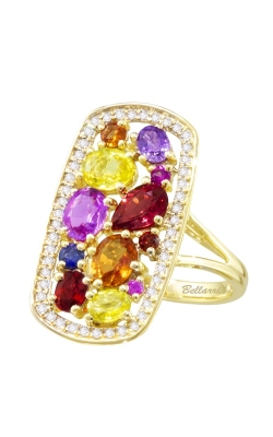 Bellarri Princessa 14K Yellow Gold Diamond & Multicolor Sapphire Ring, Style R9402YG14MS