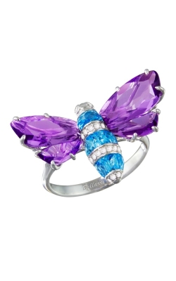 Bellarri Queen Bee 14K White Gold Diamond, Amethyst, & Topaz Ring