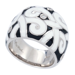 Belle Etoile Denouement Black and White Italian Enamel Ring