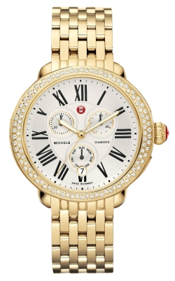 Michele Serein Gold Toned Steel Diamond Watch