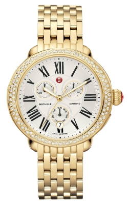 Michele Serein Gold Toned Steel Diamond Watch Michele Serein Gold Toned Steel Diamond Watch