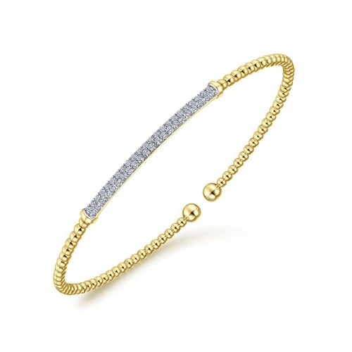 Gabriel & Co. Bujukan 14K Yellow Gold Diamond Bar Split Bangle BG4262-62Y45JJ