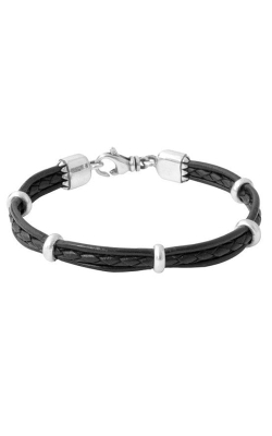 King Baby Multi Strand Leather Bracelet with Silver Rondelle Beads, K42-5215-8.75