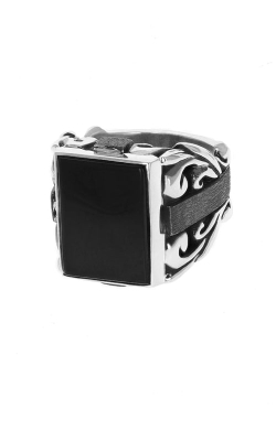 King Baby Silver Statement Scroll Ring with Inset Black Onyx K20-6128ONY