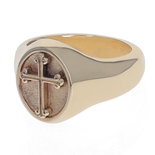King Baby 10K Yellow Gold Traditional Cross Motif Ring, K20-7503G10K