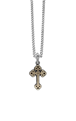 King Baby Small Alloy Traditional Cross in Silver Frame Pendant Necklace