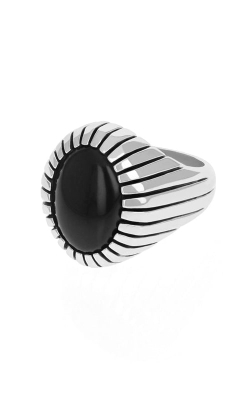 King Baby Small Silver & Onyx Ribbed Shank Low Profile Ring