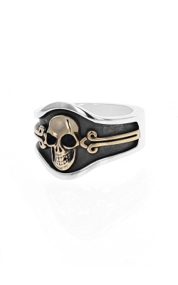 King Baby Silver Skull Cigar Band Ring with Gold Alloy, K20-7509