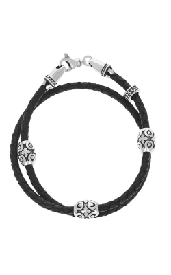 King Baby Double Wrapped Leather Bracelet with MB Cross Barrel Beads K40-3402-8.75
