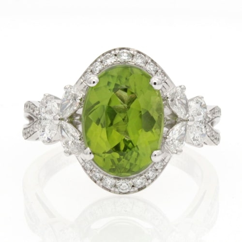 Simon G LP2301 Peridot & Diamond Ring