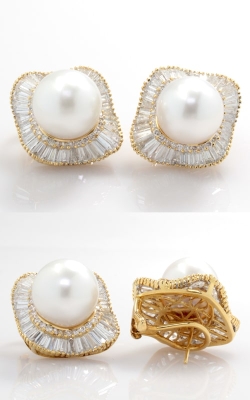 18K Yellow Gold Diamond & South Sea Pearl Earrings CLOSE03105