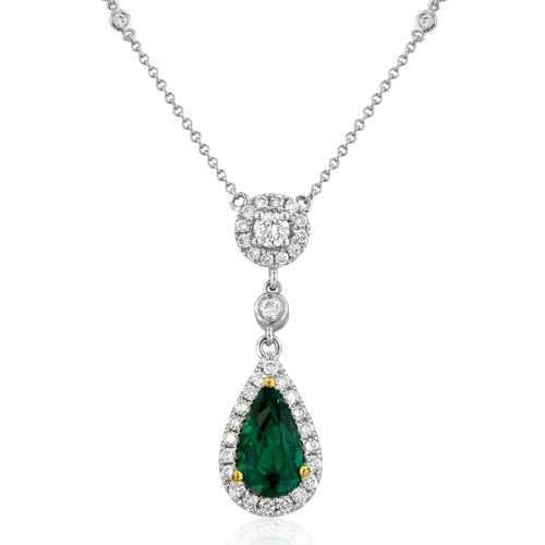 18K Two-Tone Diamond & Emerald Necklace #DPP05201
