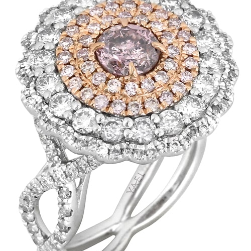 Platinum-18K Rose Gold Pink & White Diamond Ring DRHIL05434