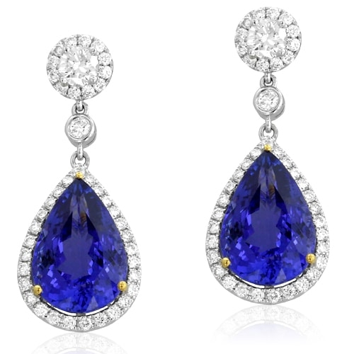 Yael Designs 18K Two-Tone Diamond & Tanzanite Earrings #DEREX01553