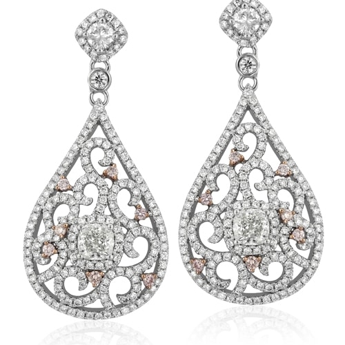 18K White & Pink Diamond Earrings #DERHI01697
