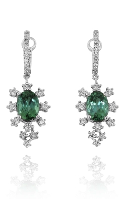 Yael Designs 18K White Gold, Diamond & Green Tourmaline Dangle Earrings, DERSP05595