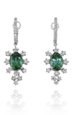 Yael Designs 18K White Gold, Diamond & Green Tourmaline Dangle Earrings, DERSP05595 Yael Designs 18K White Gold, Diamond & Green Tourmaline Dangle Earrings, DERSP05595