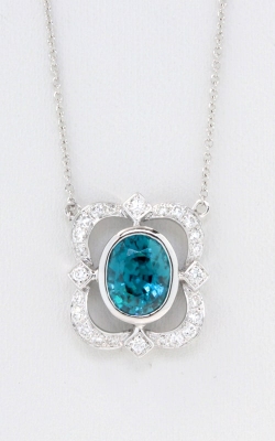 Oval Blue Zircon & Diamond Necklace DPSP09430
