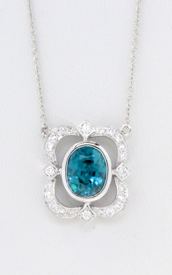 Oval Blue Zircon & Diamond Necklace DPSP09430 Oval Blue Zircon & Diamond Necklace DPSP09430