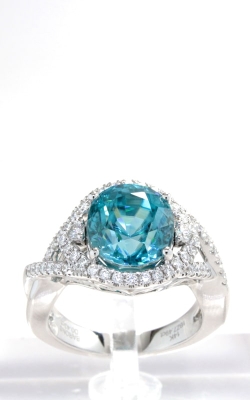 Diamond Crossover Oval Blue Zircon Ring DRSP12724